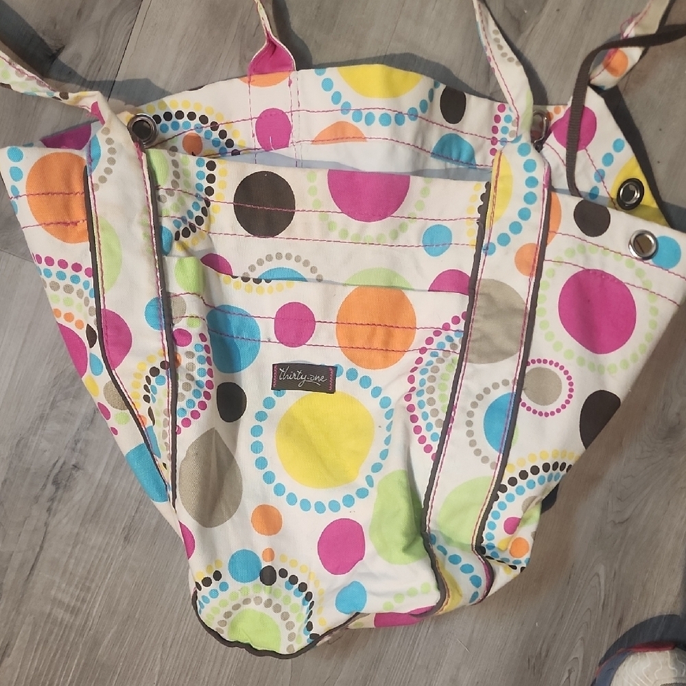 Thirty-One Colorful Circle Pattern Tote Bag - Picture 3 of 4